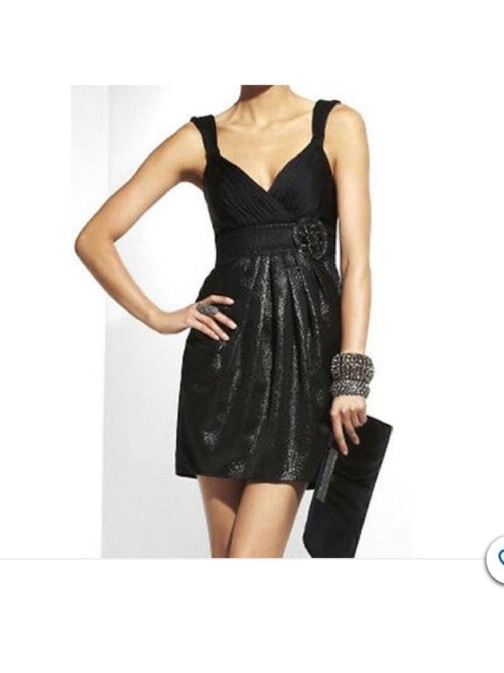 BCBGMaxazria ZEF6F379-001 Black Jacquard Jeweled Appliqué Mini Dress, Size 4